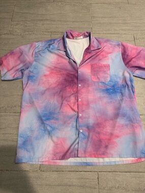 Men's Hawaiian Cruise Short Sleeve Button Down Beach Summer Tie Dye Size 3XL